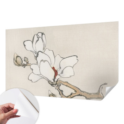 Fotobehang babykamer met delicate magnolia's