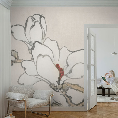 Fotobehang babykamer met delicate magnolia's