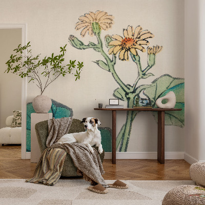 Fotobehang tienerkamer Bloem en bladeren