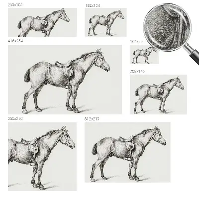 Zelfklevend fotobehang met een schets van een paard