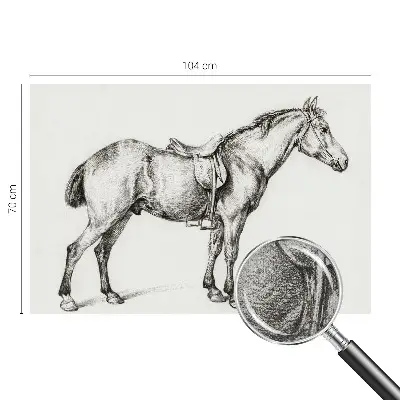 Zelfklevend fotobehang met een schets van een paard
