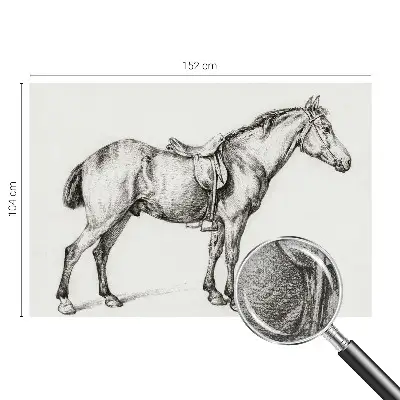 Zelfklevend fotobehang met een schets van een paard