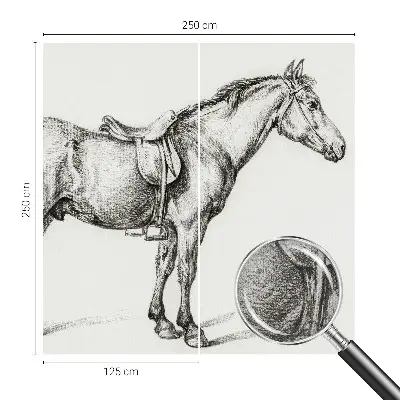 Zelfklevend fotobehang met een schets van een paard