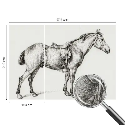 Zelfklevend fotobehang met een schets van een paard