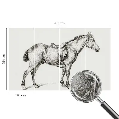 Zelfklevend fotobehang met een schets van een paard
