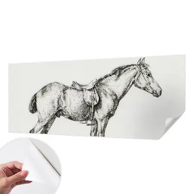 Zelfklevend fotobehang met een schets van een paard