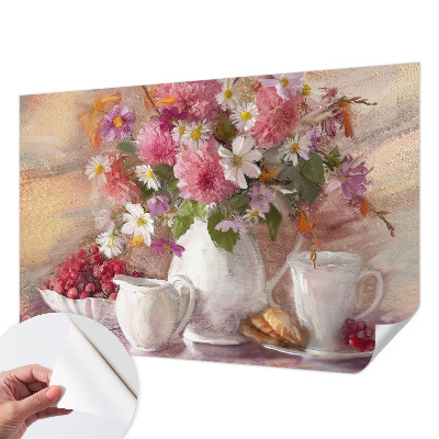 3D fotobehang met een print van wilde bloemen