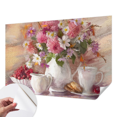 3D fotobehang met een print van wilde bloemen