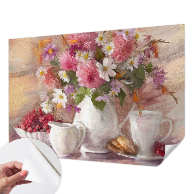 3D fotobehang met een print van wilde bloemen