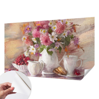 3D fotobehang met een print van wilde bloemen