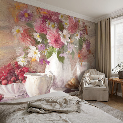 3D fotobehang met een print van wilde bloemen