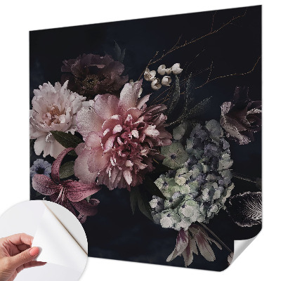 Fotobehang babykamer met een bloemarrangement