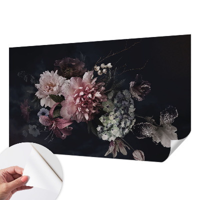 Fotobehang babykamer met een bloemarrangement