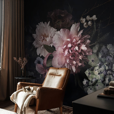 Fotobehang babykamer met een bloemarrangement