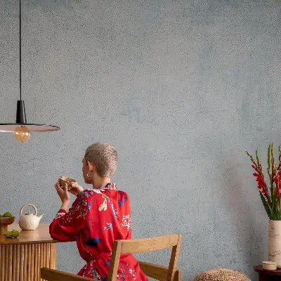 Foto behang voor de keuken met grijs betonmotief