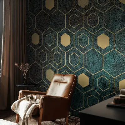 Fotobehang kinderkamer met een geometrisch zeshoekpatroon