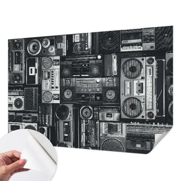 Fotobehang babykamer met een retro radio-motief