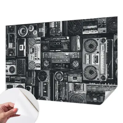 Fotobehang babykamer met een retro radio-motief