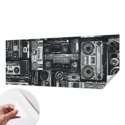 Fotobehang babykamer met een retro radio-motief