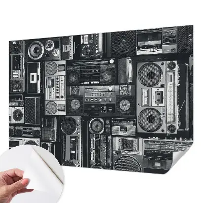 Fotobehang babykamer met een retro radio-motief