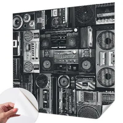 Fotobehang babykamer met een retro radio-motief