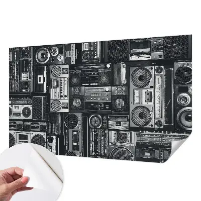 Fotobehang babykamer met een retro radio-motief