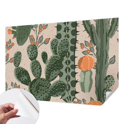 Zelfklevend fotobehang met een patroon van groene cactussen