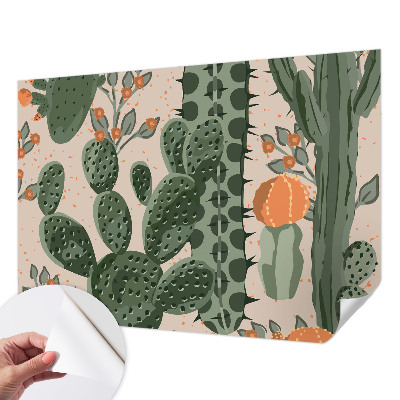 Zelfklevend fotobehang met een patroon van groene cactussen