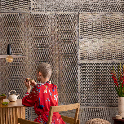 Foto behang voor de keuken Metaalachtige patronen