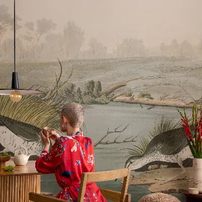 Fotobehang tienerkamer met een vredig landschap