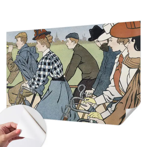 3D fotobehang met een vintage fietsersmotief
