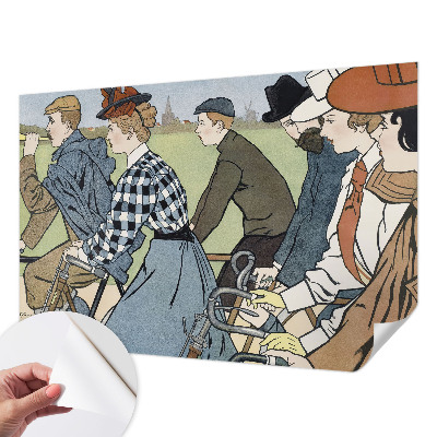3D fotobehang met een vintage fietsersmotief