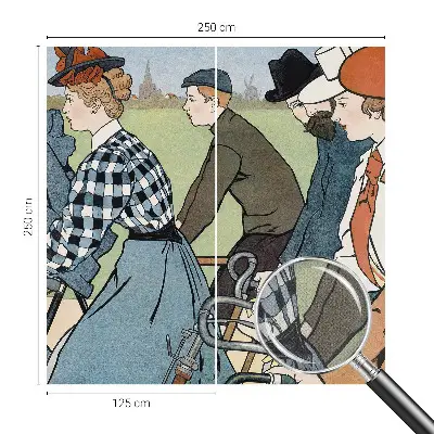 3D fotobehang met een vintage fietsersmotief