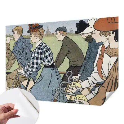 3D fotobehang met een vintage fietsersmotief