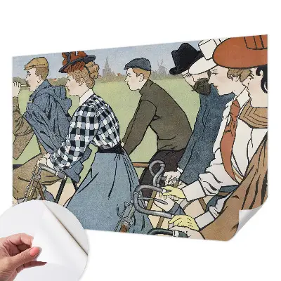 3D fotobehang met een vintage fietsersmotief