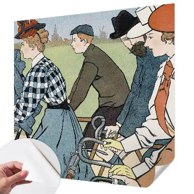 3D fotobehang met een vintage fietsersmotief