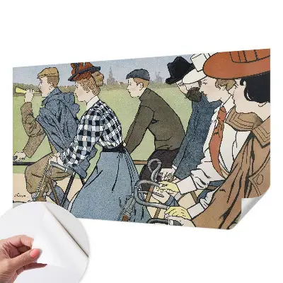 3D fotobehang met een vintage fietsersmotief