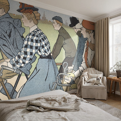 3D fotobehang Vintage fietsers
