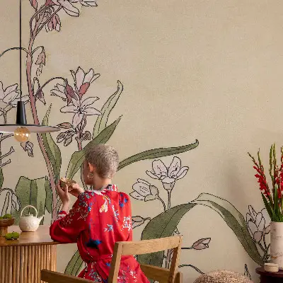 Fotobehang voor kinderkamer met een bloemig en elegant motief