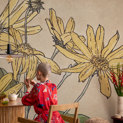Fotobehang babykamer Aquarel bloemen