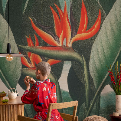 Zelfklevend fotobehang met exotische bloemen