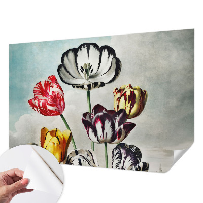 Fotobehang tienerkamer met kleurrijke tulpen
