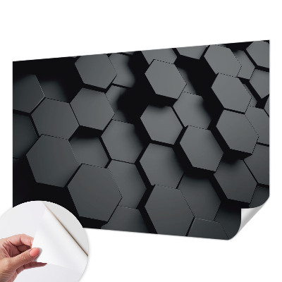 Foto behang voor de keuken met 3D-zeshoekmotief