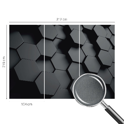 Foto behang voor de keuken met 3D-zeshoekmotief