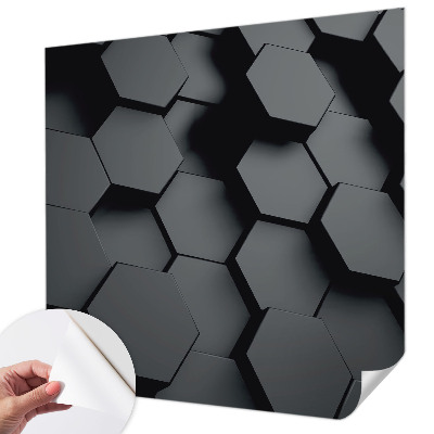 Foto behang voor de keuken met 3D-zeshoekmotief