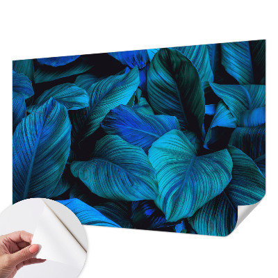 Fotobehang voor kinderkamer met blauwe bladeren