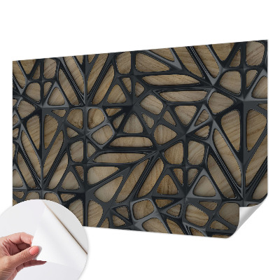 3D fotobehang met een patroon van houten netten