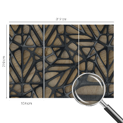 3D fotobehang met een patroon van houten netten