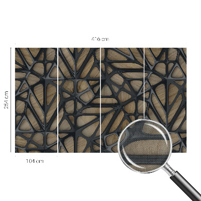 3D fotobehang met een patroon van houten netten
