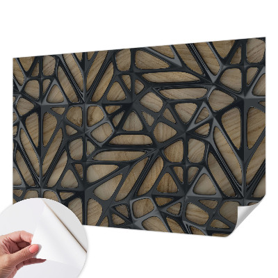3D fotobehang met een patroon van houten netten